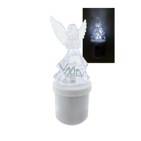 Sviečka LED svietiaci anjel - biely blikajúci plameň 15,5 cm