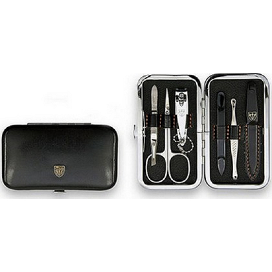 Kellermann 3 Swords Luxusná manikúra 6 dielna Articial Leather z vysoko kvalitnej umelej kože Black 7845 PN