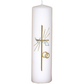 Lima Relief Křížek a prstienky oltárne sviečka biela valec 60 x 220 mm 1 kus