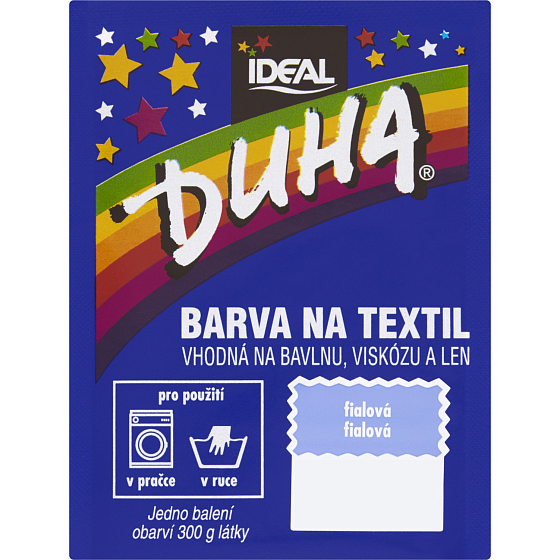 Ideal Duha fialová, farba na textil na bavlnu, viskózu a ľan, na 300 g látky, 15 g