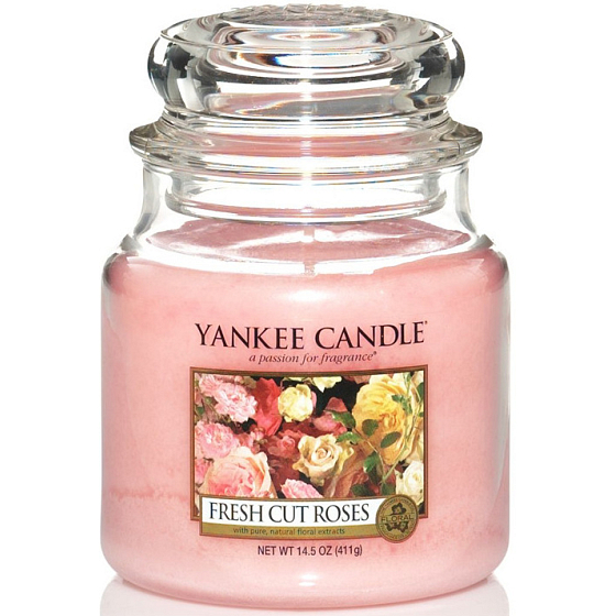 Yankee Candle Fresh Cut Roses - Čerstvo narezané ruža vonná sviečka Classic strednej sklo 411 g