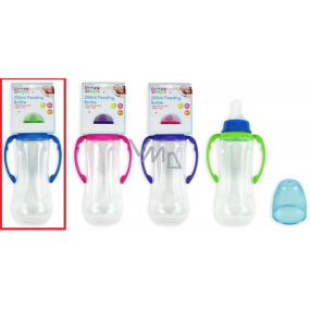 First Steps Feeding Bottle 0+ dojčenská fľaša číra s úchopmi modrej farby 250 ml