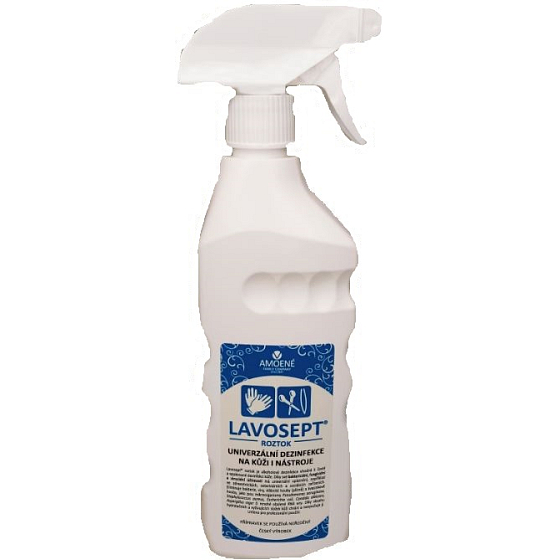 Lavosept Univerzál bez vône roztok na dezinfekciu pokožky aj nástrojov 500 ml sprej