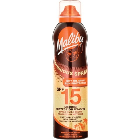 Malibu Dry Oil Spray SPF15 Suchý opaľovací olej 175 ml