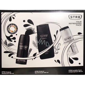 Str8 Original deodorant sprej 150 ml + sprchový gél 250 ml + Invisible Force antiperspirant deodorant sprej 150 ml, kozmetická sada pre mužov