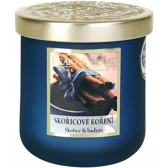 Heart & Home Sójová sviečka s vôňou škorice stredná horí až 30 hodín 110 g