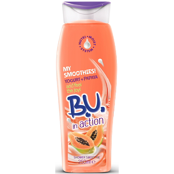 BU In Action Yogurt + Papaya sprchový gél pre ženy 250 ml