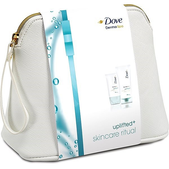 Dove Derma Spa Uplifted + gél na telo s masážnou hlavicou 100 ml + DermaSpa Uplifted telové mlieko 200 ml + kozmetická taška, kozmetická sada