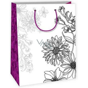 Ditipo Darčeková papierová taška k vymaľovanie 22 x 10 x 29 cm biela, kvety Kreativ 40