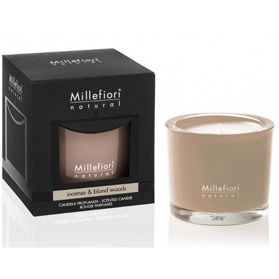 Millefiori Milano Natural Incense & Blond Woods - Kadidlo a Svetlá dreva Vonná sviečka horí až 60 hodín 180 g