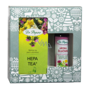 Dr. Popov Dobré trávenie Pečeň - žlčník originálne bylinné kvapky 50 ml + Hepa tea bylinný čaj s obsahom horčín 30 g - 20 nálevových vrecúšok, vianočné darčeková sada