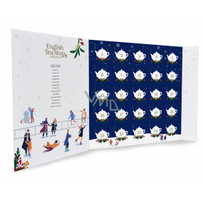 English Tea Shop Bio Adventný kalendár v tvare knihy Vianočné noc modrý, 25 kusov pyramídiek sypaného čaju, 13 príchuťou, 50 g, darčeková sada
