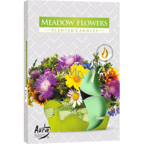 BISPOL Aura Meadow Flowers - Lúčne kvety vonné čajové sviečky 6 kusov