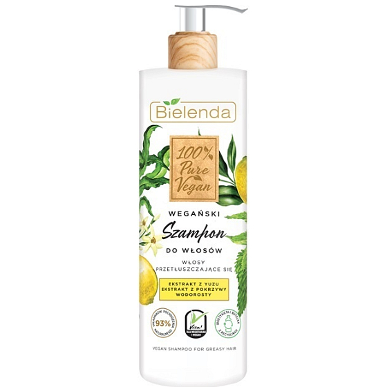 Bielenda 100% Pure vegan Yuzu + Kopřiva šampón na normálne až mastné vlasy 400 g