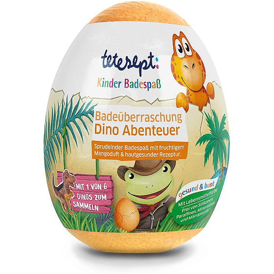 Tetesept Dinosaury šumivé gule - vajcia do kúpeľa s figúrkou dinosaura 140 g