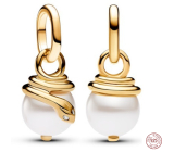 Charm Striebro 925 Mini Had s perlou, prívesok na náramok zviera