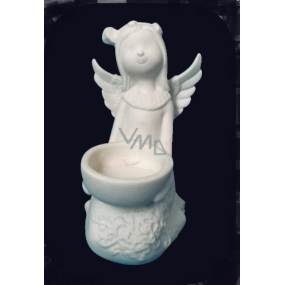 Anjel porcelánový na sviečku, 12 cm
