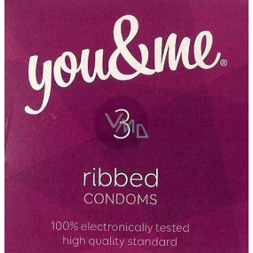 You & Me Ribbed vrúbkovaný lubrikovaný kondóm 3 kusy