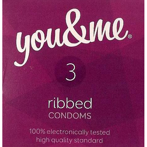 You & Me Ribbed vrúbkovaný lubrikovaný kondóm 3 kusy