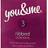 You & Me Ribbed vrúbkovaný lubrikovaný kondóm 3 kusy