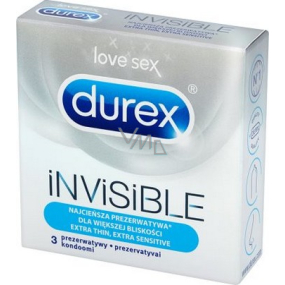 Durex Invisible Extra Thin Extra Sensitive kondómy extra tenké, extra citlivé nominálna šírka: 54 mm 3 kusy