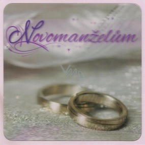 Albi Blahoželanie do obálky 3D Novomanželom, strieborné svadobné prstienky, 15,5 x 15,5 cm