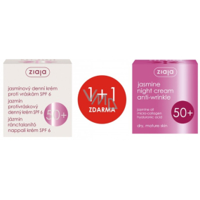 Ziaja Jazmín 50+ protivráskový denný krém 50 ml + Jazmín 50+ nočný krém 50 ml, duopack