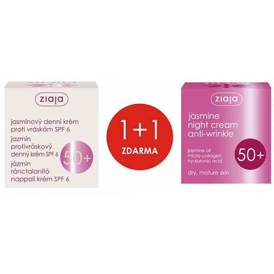 Ziaja Jazmín 50+ protivráskový denný krém 50 ml + Jazmín 50+ nočný krém 50 ml, duopack