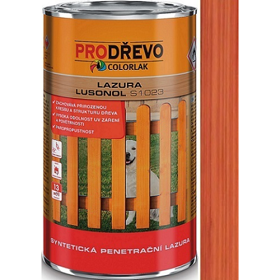 Colorlak Lazúra Lusonol S1023 synteticná penetračný lazúra Červená čerešňová 0,9l