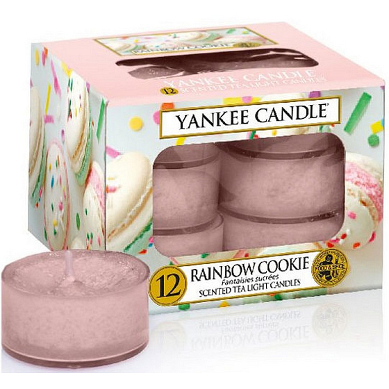 Yankee Candle Rainbow Cookie - Dúhové makrónky vonná čajová sviečka 12 x 9,8 g
