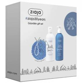 Ziaja GdanSkin Glycerin kúpeľový a sprchový gél 300 ml + telový balzam rozjasňujúci 300 ml + umývacia huba, kozmetická sada