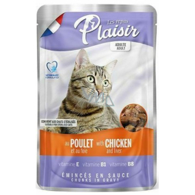 Plaisir Cat s kuracím a pečeňou kompletné krmivo pre mačky kapsička 100 g