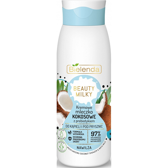 Bielenda Beauty Milky Kokosové mlieko s probiotikami hydratačné sprchové mlieko 400 ml