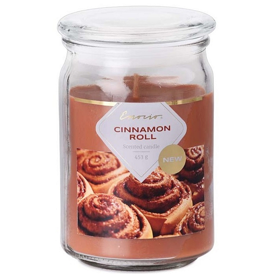 Emocio Cinnamon Roll - Sviečka s vôňou škorice a skleneným viečkom 453 g 93 x 142 mm
