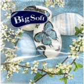 Big Soft Papírové ubrousky 2 vrstvé 33 x 33 cm 20 kusů Velikonoční modré s vajíčky s motýlky