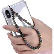 Achátový indický prívesok proti strate mobilného telefónu, korálik z prírodného kameňa 6 mm / 26,5 cm, symbolizuje živel zeme