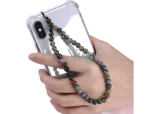 Achátový indický prívesok na mobilný telefón proti strate, korálik z prírodného kameňa 6 mm / 26,5 cm, dodáva odozvu a pevnosť