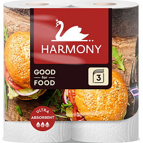 Harmony Good For Food Burger 3vrstvé papierové utierky 16,5 m, 2 role