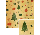 Nekupto Vianočný baliaci papier na darčeky 70 x 150 cm béžový, červené ornamenty, srdce