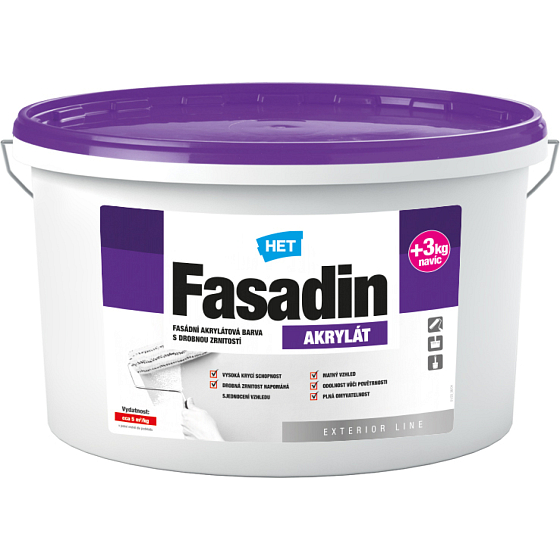 Het Fasadin fasádna farba s jemným zrnkom, biela, 15 + 3 kg
