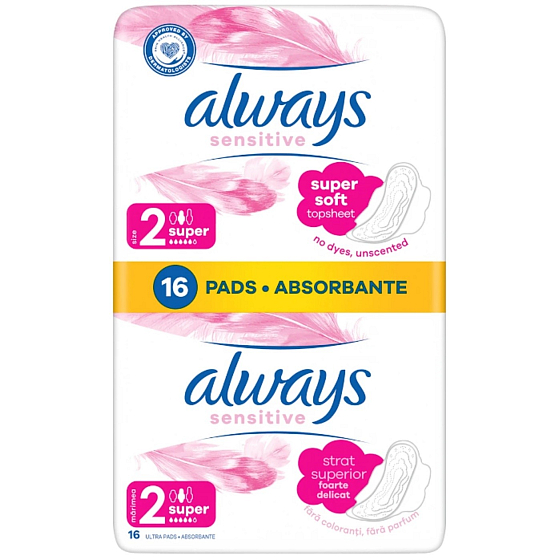 Always Sensitive Ultra super plus intímne hygienické vložky 2 x 8 kusov