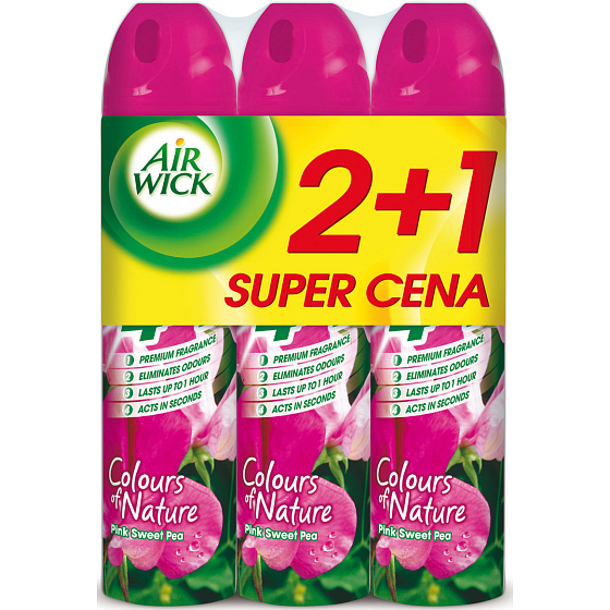 Air Wick Ružové kvety stredomoria 4v1 osviežovač vzduchu sprej 3 x 240 ml