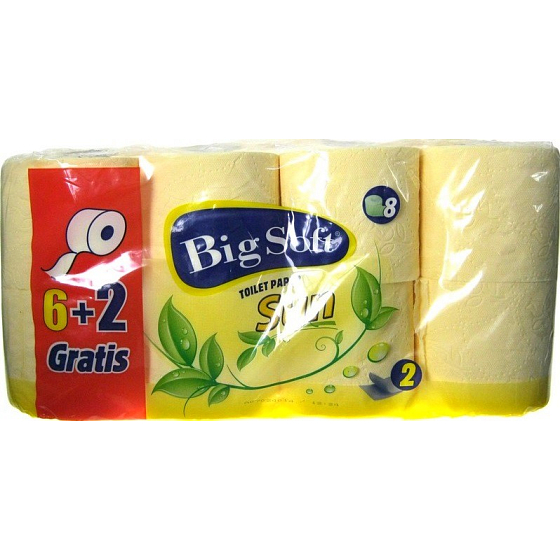 Big Soft Sun parfumovaný žltý 2 vrstvový 200 útržkov 8 kotúčov