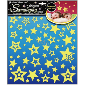 Samolepky na stenu hviezdičky s glitrami svietiace v tme 31 x 29 cm
