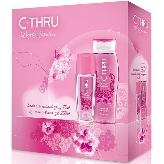 C-Thru Lovely Garden parfumovaný dezodorant sklo pre ženy 75 ml + sprchový gél 250 ml, kozmetická sada