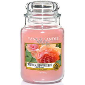 Yankee Candle Sun Drenched Apricot Rose - vyšúchaný marhuľová ruža vonná sviečka Classic veľká sklo 623 g