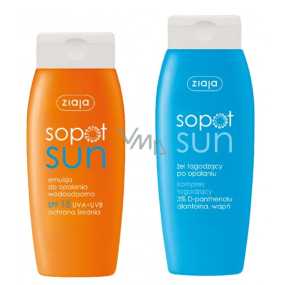 Ziaja Sun SPF 15 mlieko na opaľovanie 150 ml + upokojujúci gél po opaľovaní 200 ml, duopack