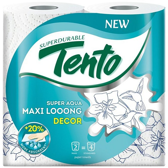 Tento Super Aqua Maxi looong Decor papierové utierky extra dlhé s dekorom 2 vrstvové 82 útržkov 2 role