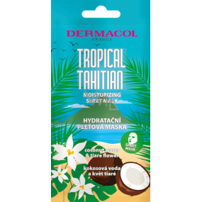 Dermacol Tropical Tahitian hydratačná textilná maska s kokosovou vodou a extraktom z kvetu tiaré 15 ml