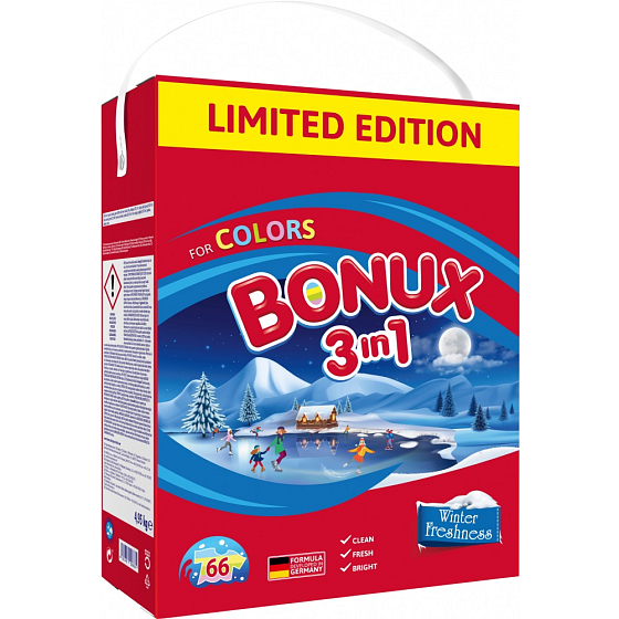 Bonux Color Winter Freshness 3v1 prací prášok na farebnú bielizeň 66 dávok 4,95 kg